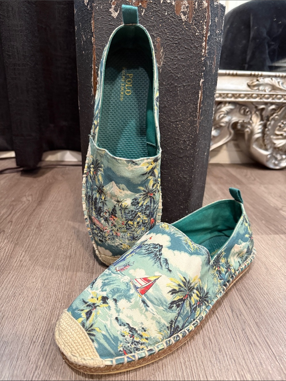 Polo by Ralph Lauren Teal Tropical Canvas Espadrilles - MENS Sz 10
